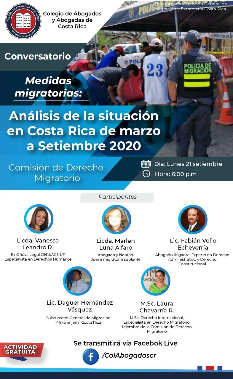 Participación especial en el conversatorio: Medidas migratorias: Análisis de la situación en Costa Rica de marzo a septiembre 2020
