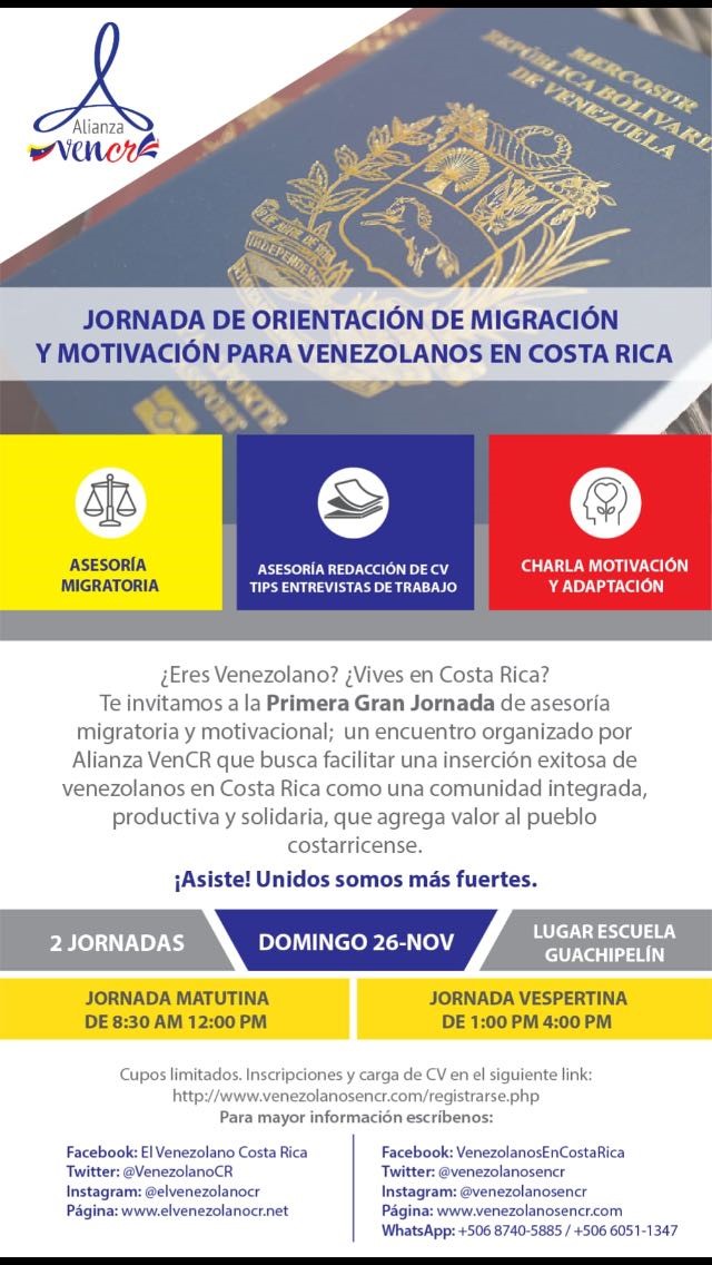 Jornada de Orientación Migratoria y Motivación para Venezolanos en Costa Rica